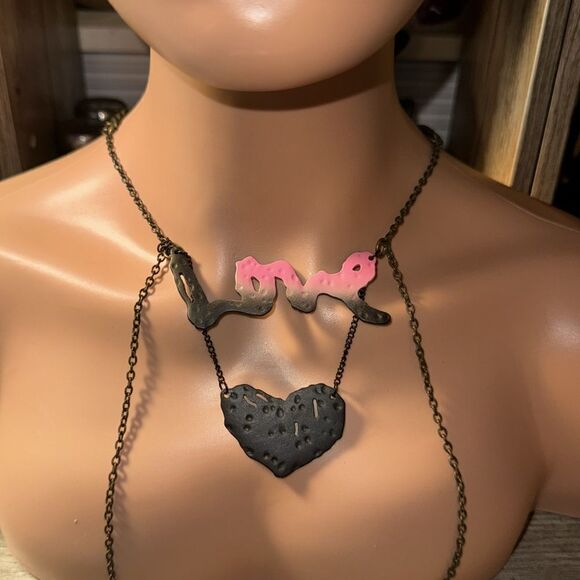 Love double chain necklace - Picture 2 of 5